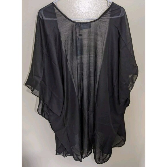 The Jetset Diaries TJD Kaftan Kimono Cover Up Black Sheer One Size Fits Most - Picture 2 of 8